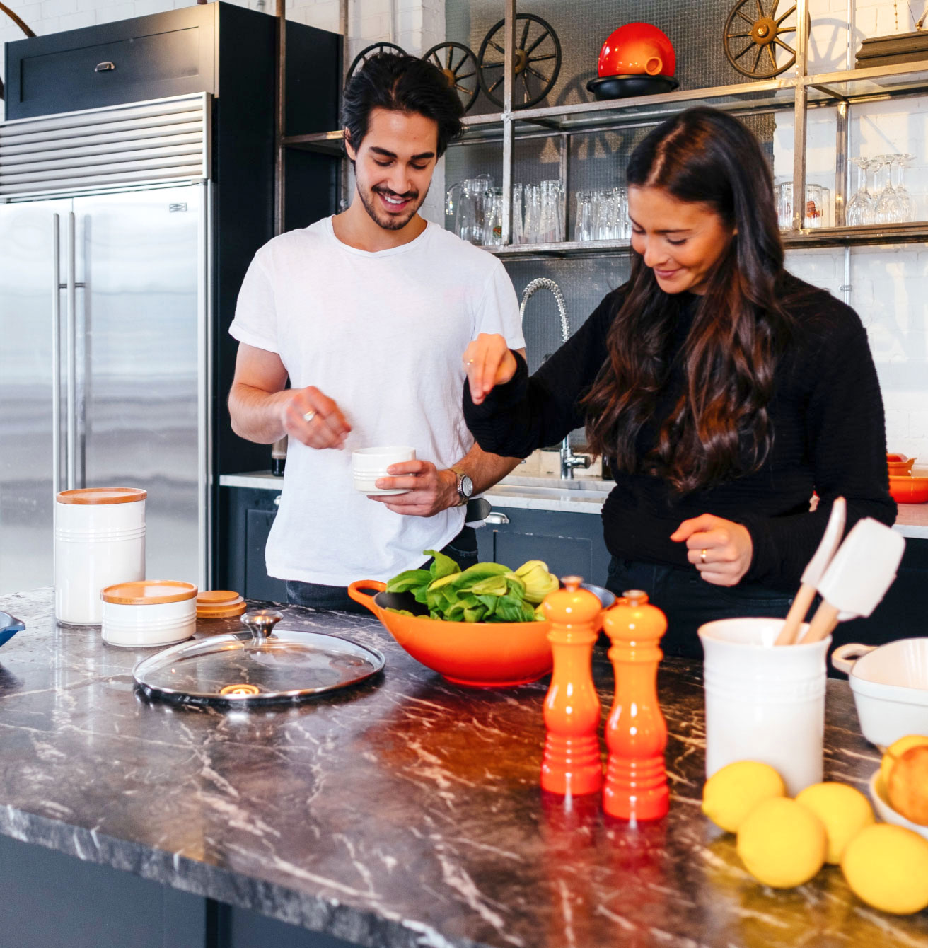 Couple cooking
